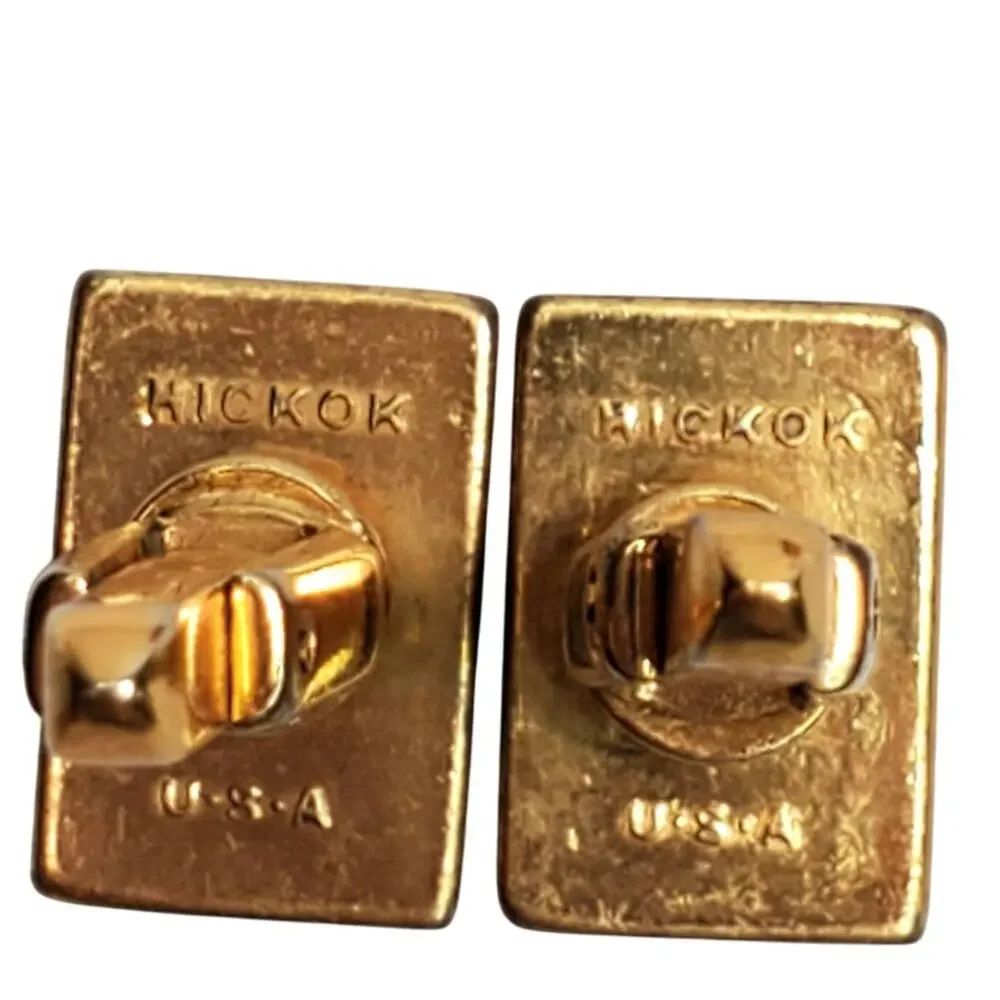 Hickok Cufflinks Gold Tone Signed Made in USA Vtg